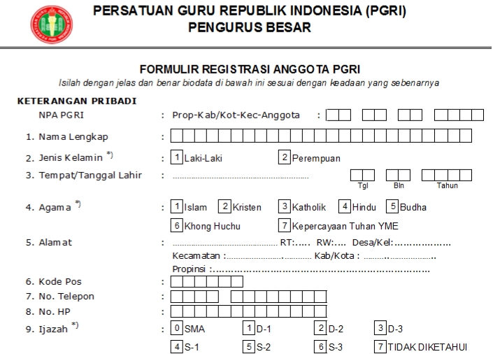 Pendaftaran PGRI Jembrana - Persatuan Guru Republik Indonesia Cabang Kabupaten Jembrana
